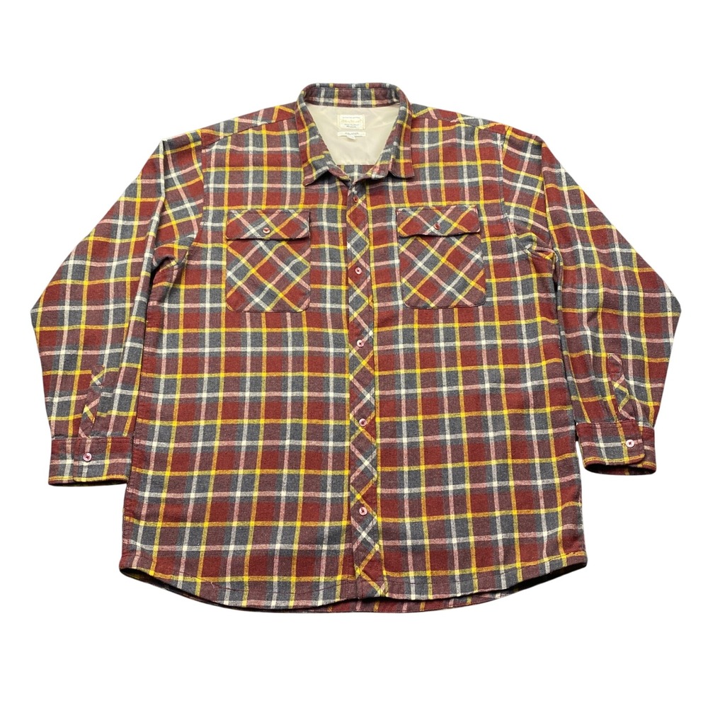 RVCA Alex Knost Ideal Tailoring Plaid Flannel‎ Shirt Mens XXL Burgundy Gold